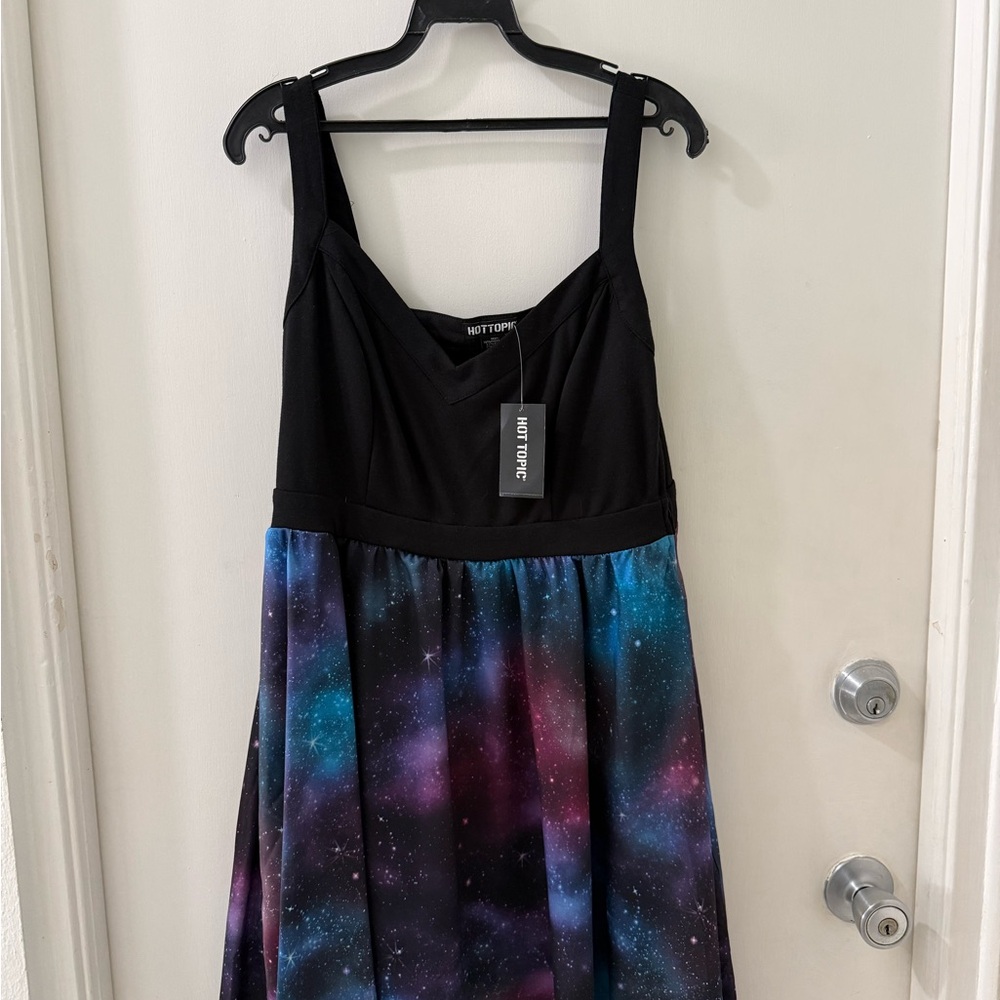 Hot Topic Black and Cosmic Print Dress